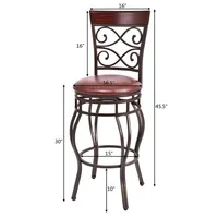 Set Of 2 Vintage Bar Stools Swivel Padded Seat Bistro Dining Kitchen Pub Chair