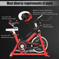 Goplus Stationary Indoor Fitness Cycling Bik W/ Lcd Monitor Red