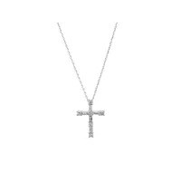 0.34 Carat Tw Baguette And Round Brilliant Diamond Cross Pendant In 10kt White Gold