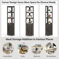 6-tier Corner Bookshelf With 5-level Adjustable Shelf & Anti-tipping Kits