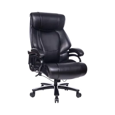 High Back Big & Tall 400lb Leather Office Chair Executive Desk Computer Task Swivel Chair- Heavy Duty Metal Base, Adjustable Tilt Angle, Thick Padding And Ergonomic Design