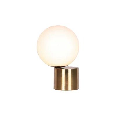 Table Lamp Satin Brass And Opal Glass