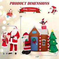 7 Ft Inflatable Christmas Ginger House With Santa Claus Christmas Tree Led Lights
