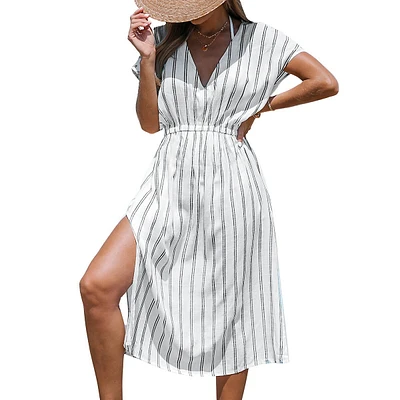 Women's Striped Midi Cover-up Dress