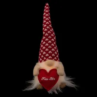 13" Lighted Boy Valentine's Day Gnome With Kiss Me Heart