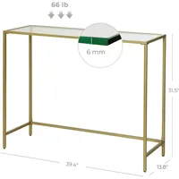 Modern Tempered Glass Console Table With Golden Metal Frame