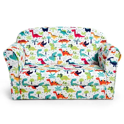 Double Kids Dinosaur Sofa Children Armrest Couch Upholstered Chair Furniture