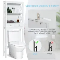 Over The Toilet Storage Rack Bathroom Space Saver With 2 Open Shelves & Drawers