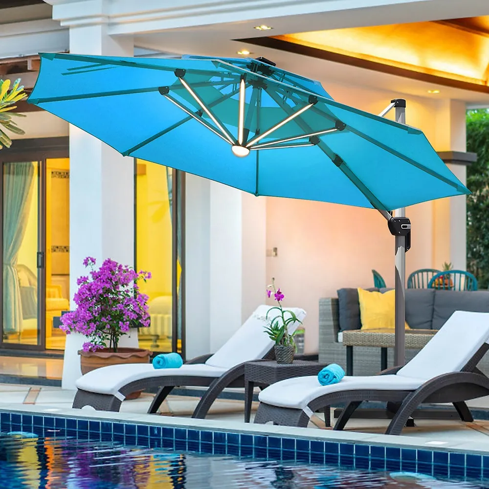 Costway 10ft Solar Led Patio Umbrella 360degree Rotation W/usb | Kingsway  Mall
