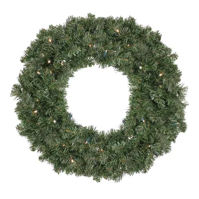 Pre-lit Led Canadian Pine Artificial Christmas Wreath, 24-inch, Clear Lights