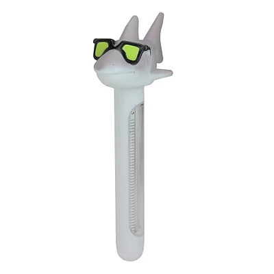 8" Gray And White Shark With Sunglasses Floating Swimming Pool Thermometer