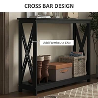 2 Tier X-design Console Table With Shelf