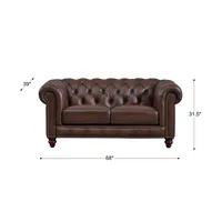Alton Bay 68 In. Leather Chesterfield Loveseat