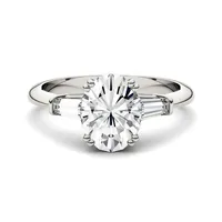 14k White Gold & 2.47 Ct. T.w. Created Moissanite Oval 3-stone Ring