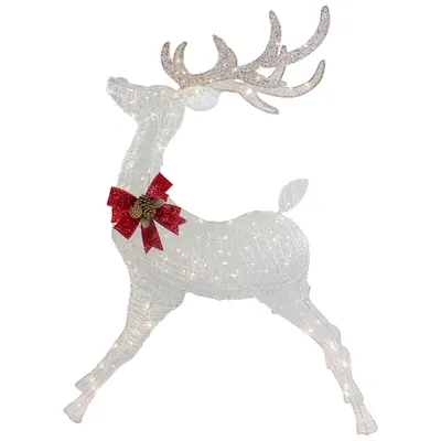 56" Led Lighted Reindeer With Glitter Bow Outdoor Christmas Decoration