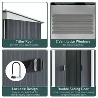 6' X 4' Metal Outdoor Storage Shed Sliding Doors Vents Grey