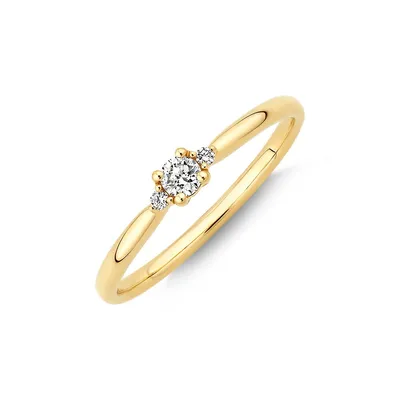 3 Stone Ring With 0.11 Carat Tw Diamonds In 10kt Yellow Gold