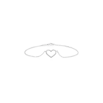 19cm Open Heart Bracelet In Sterling Silver