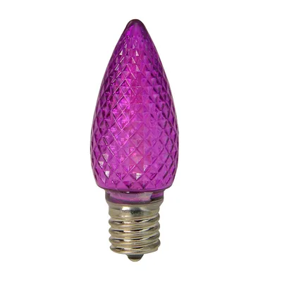 Pack Of 4 Faceted Transparent Purple Led C9 Christmas Replacement Bulbs