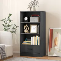 4-tier Bookcase 48" Display Bookshelf Storage Organizer With Shelves & Drawer