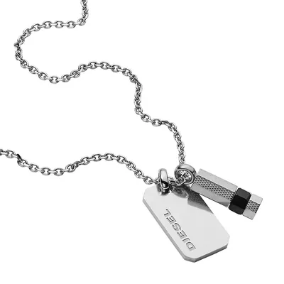 Men's Double Dog Tag Stainless Steel Pendant