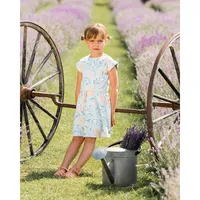 French Terry Dress Baby Blue With Printed Romantic Flower