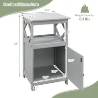 Bathroom Floor Cabinet Side Storage Organizer With Open Shelf & Single Door Grey/white