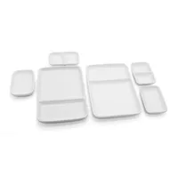 6 Piece Fondue And Hors D'oeuvre Plate Set, Made Of Porcelain