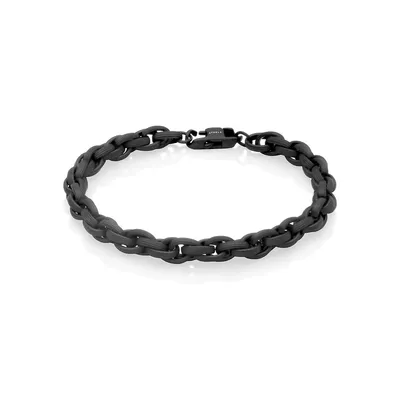 7mm Ionic-plated Black Stainless Steel Bracelet