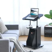 Height Adjustable Standing Desk Mobile Podium Cart W/tilt Desktop & Door Cabinet