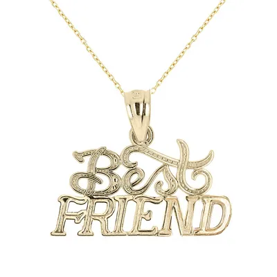 10kt 18" With Best Friends Pendant On Cable Chain