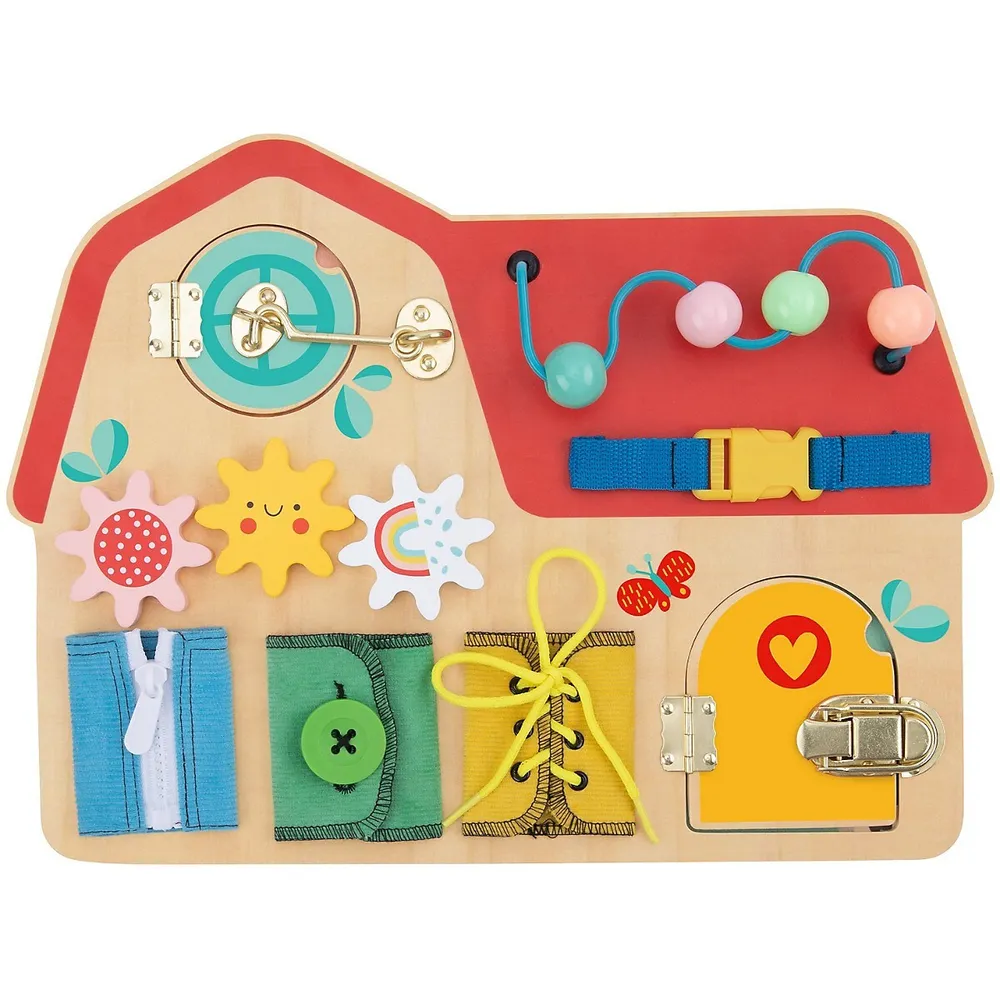 Wooden Busy Board - Montessori Activity Board, Preschool Learning Sensory Toy For Kids 3 Years Old +