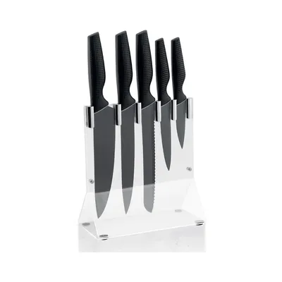 Kitchen Knife Set With Clear Storage Holder