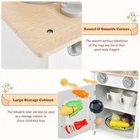 Wooden Pretend Play Kitchen Set For Kids Toddlers W/ Accessories & Sink