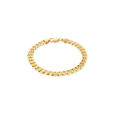 Men's Curb Bracelet In 10kt Yellow Gold