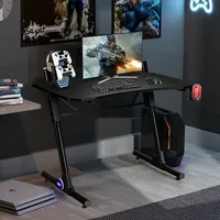 Gaming Computer Desk Height Adjustable With Led Light & Gaming Handle Rack