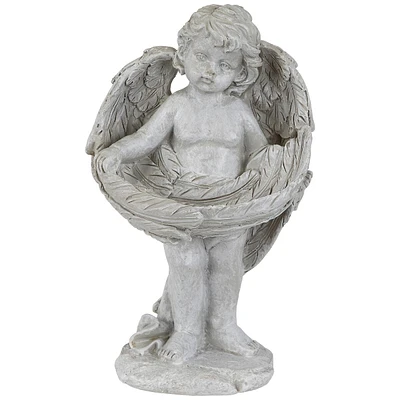 Cherub Wrapped In Wings Outdoor Garden Statue - 8"