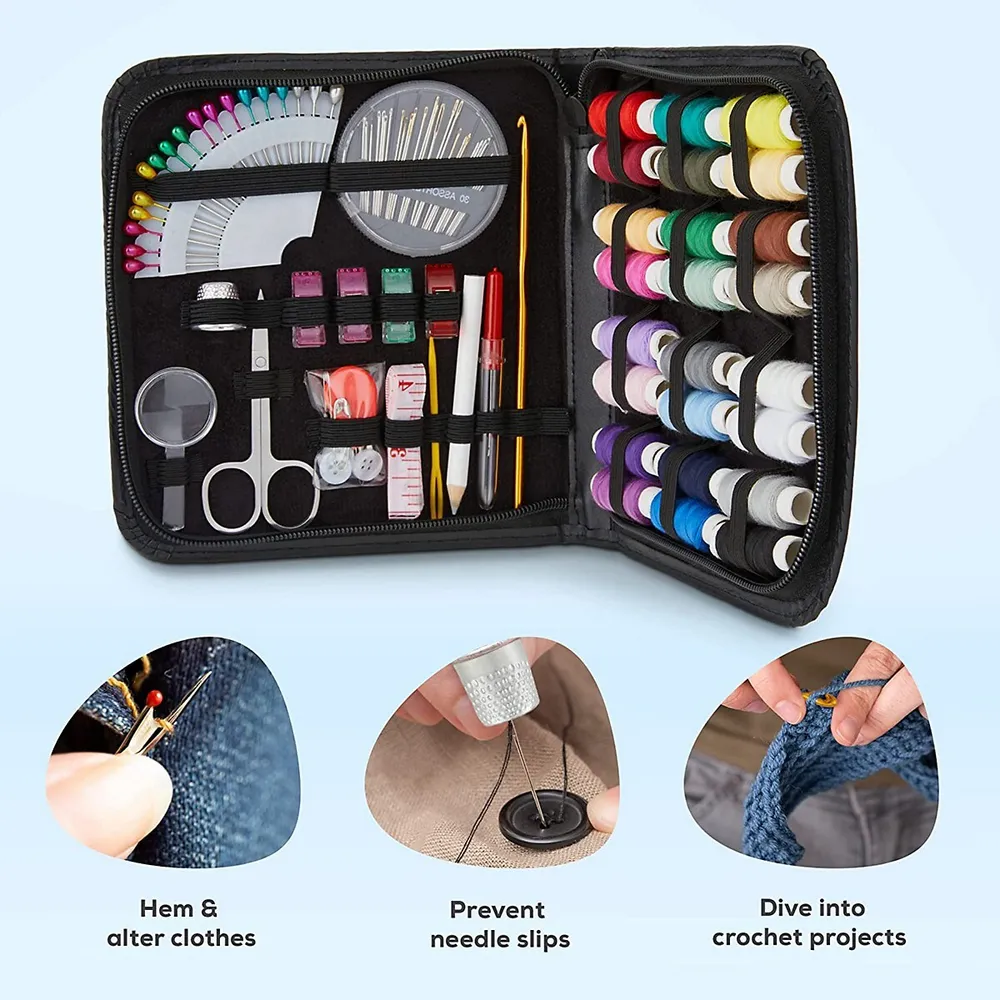 Starter Travel Sewing Kit, Beginner Set With Multicolored Thread