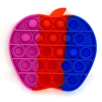 Silicone Bubble Push Pop It Fidget Toy Rainbow Apple (2 Chosen Randomly)