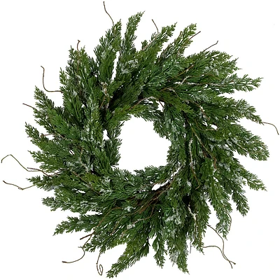 Iced Cedar Artificial Christmas Wreath, 24-inch, Unlit