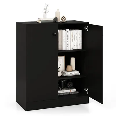 2-door Storage Cabinet Freestanding Storage Organizer With 3-tier Shelf Entryway