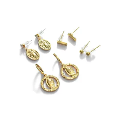 Set Of Gold-toned Stud Earrings