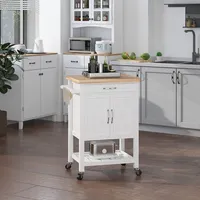 Rubberwood Top Kitchen Island With Towel Rack