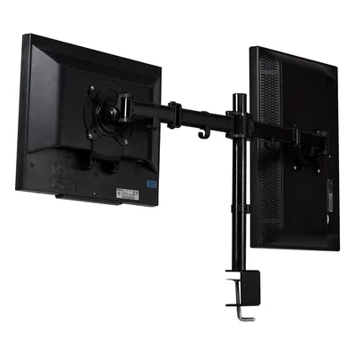 Steel Dual Monitor Arm Desk Table Mount Stand 2 Lcd Fully Swivel Clamp Up To 27"