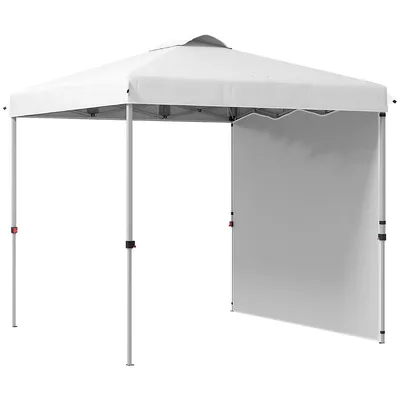 8x8 Adjustable Pop Up Canopy Tent With 1 Sidewall, White