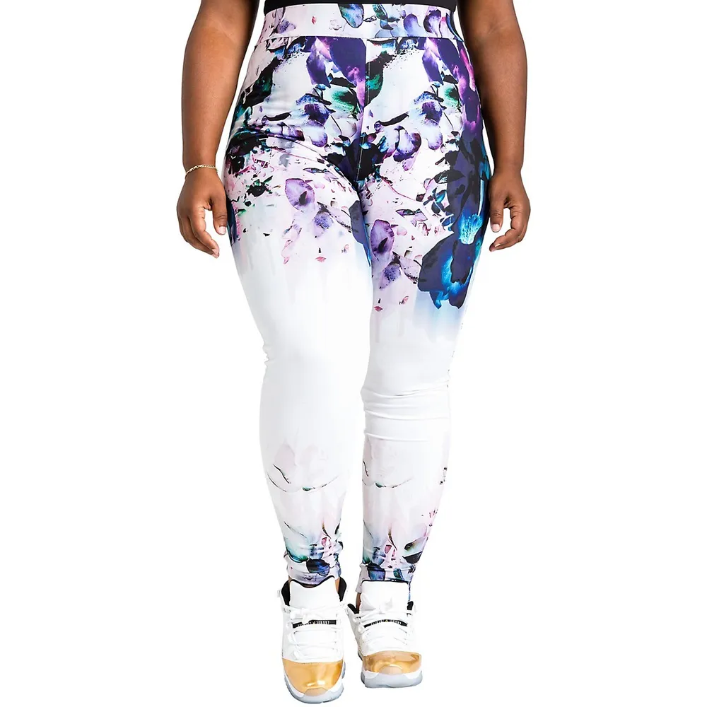 Poetic Justice Plus Curvy Women's Active Floral Print Poly Tricot