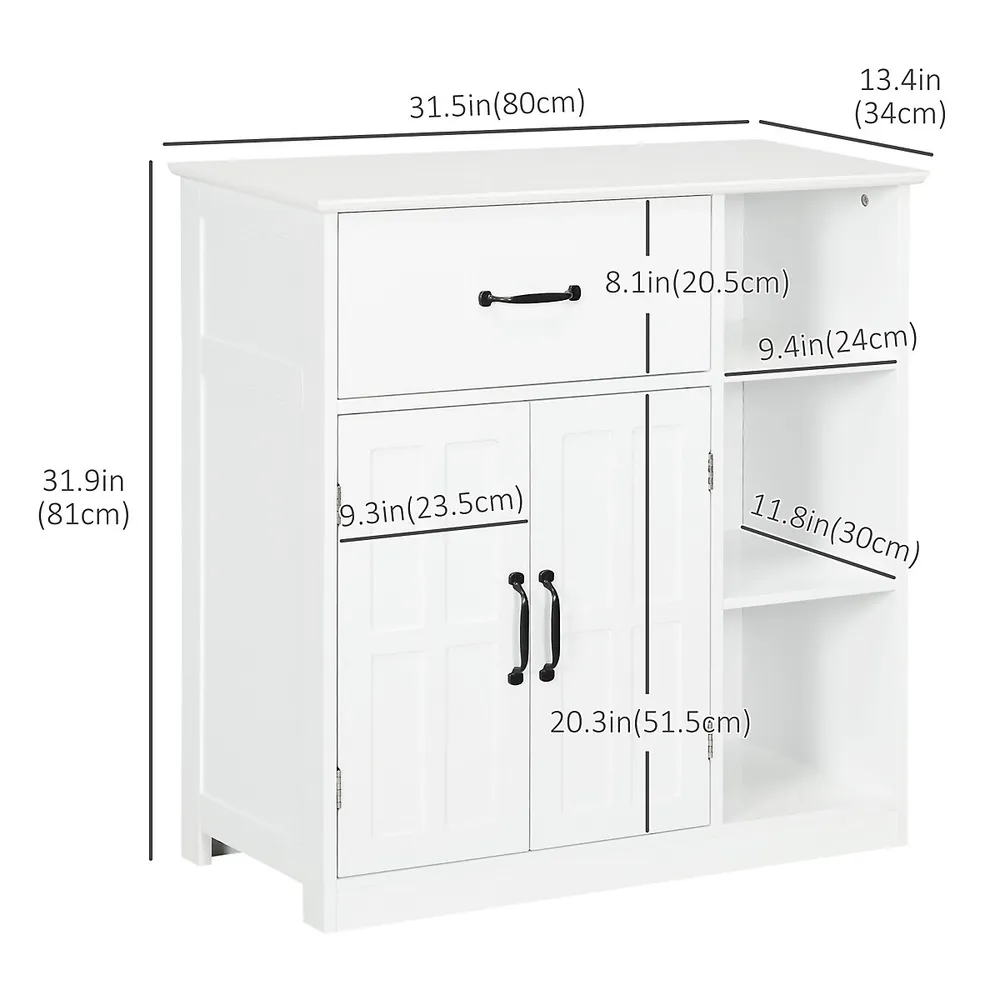 Bathroom Floor Cabinet With 3 Open Shelves And Drawer