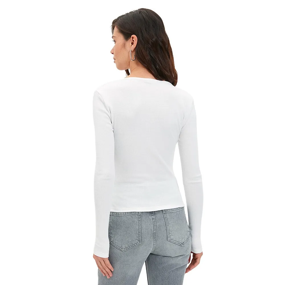Women Slim Fit Asymmetrical Cache-coeur Knitted Blouse