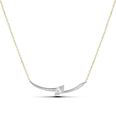 14k Two-toned Gold 0.19 Cttw Canadian Diamond Solitaire Necklace