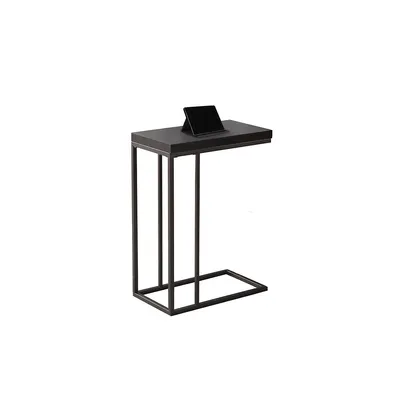 Accent Table, C-shaped, End, Side, Snack, Living Room, Bedroom, Metal, Laminate, Brown, Contemporary, Modern